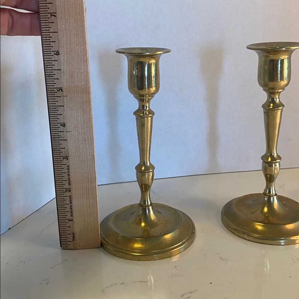 Brass Taper Candle Holders - Pair 6”